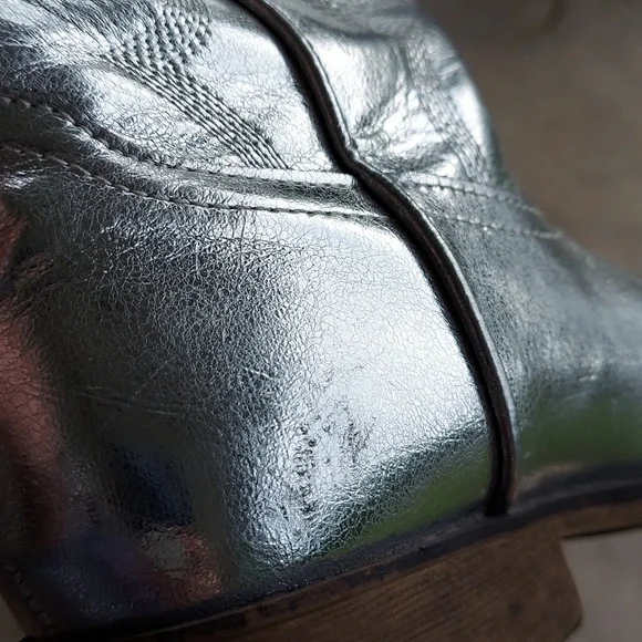 Shyanne Silver Metallic Western Cowboy Cowgirl Boots Girls - Picture 11 of 13